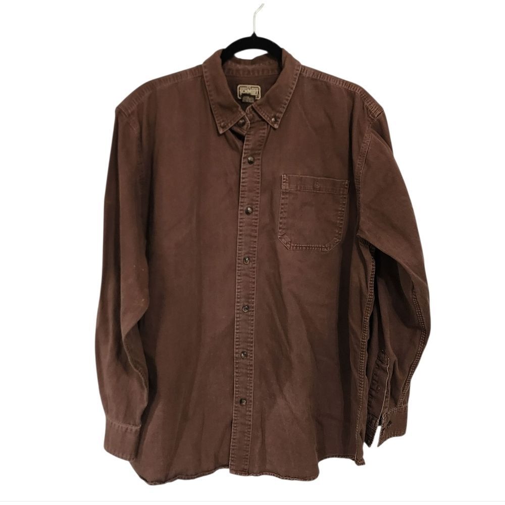 C.E. Schmidt Workwear Shirt L Brown Button Up Heavy Chore Barn Farm Work